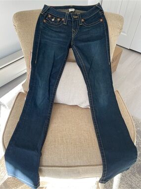 True Religion Women's Dark Indigo Flare Jeans